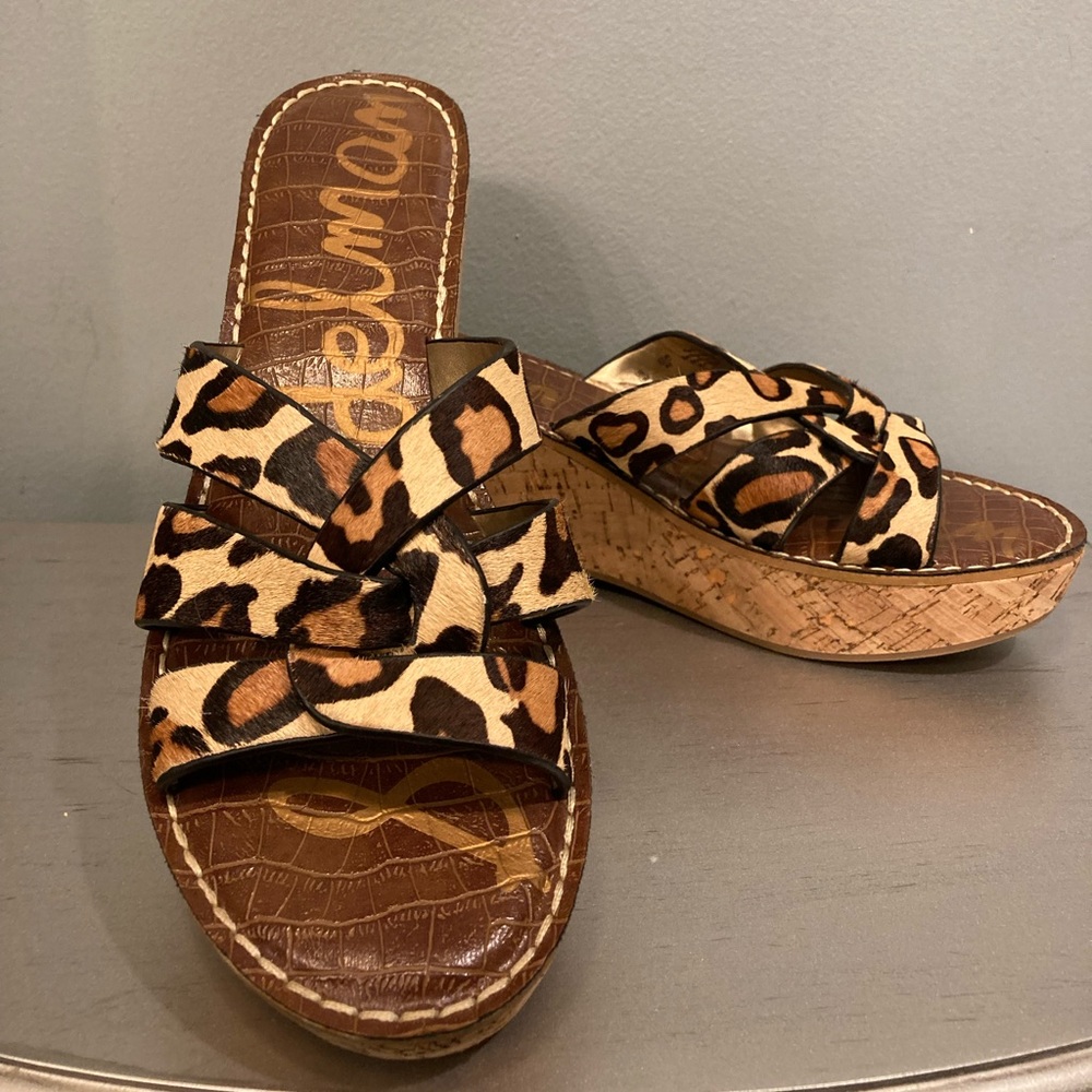 Sam Edelman Raynere leopard print wedge sandals size 10. NWOT
